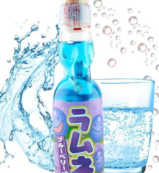 Hata Ramune blueberry flavoured Japanese soda, 200 ml glass bottle